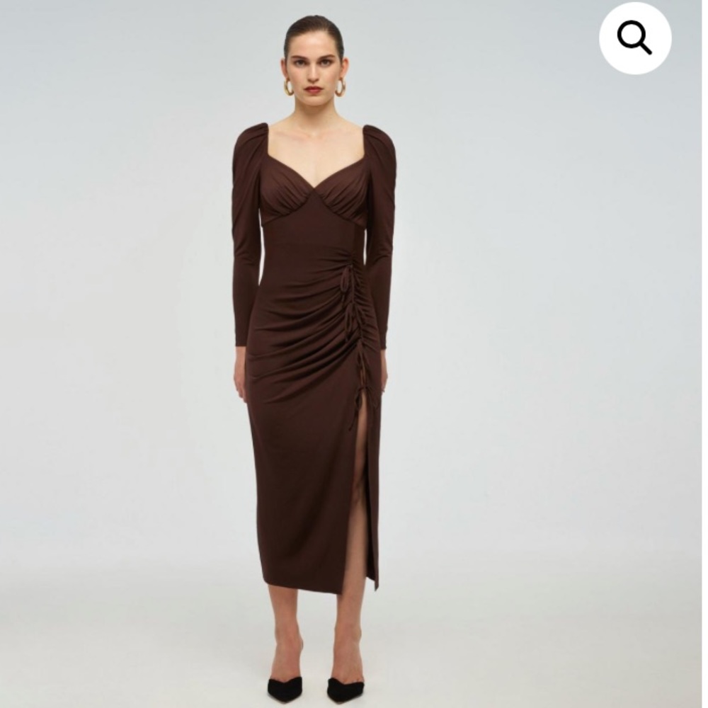 Self-Portrait Wrap Midi Dress Brown Size US 4